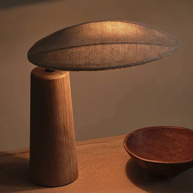 Oval Fabric Wood Bedroom Table Lamp