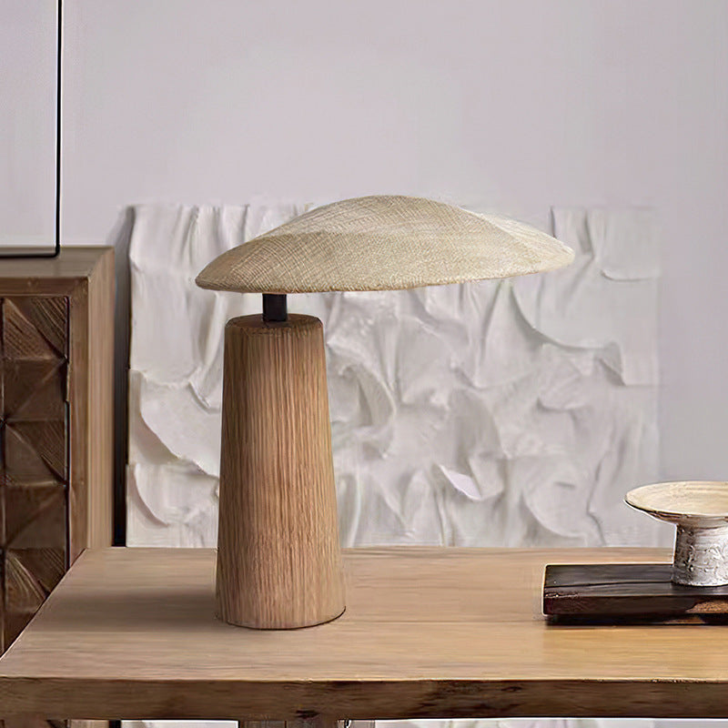 Oval Fabric Wood Bedroom Table Lamp