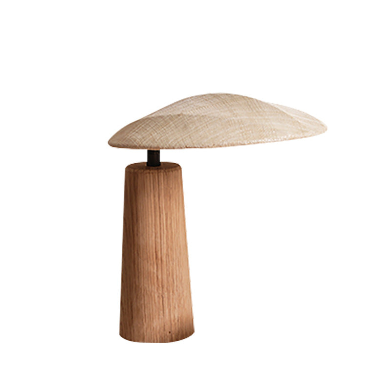 Oval Fabric Wood Bedroom Table Lamp