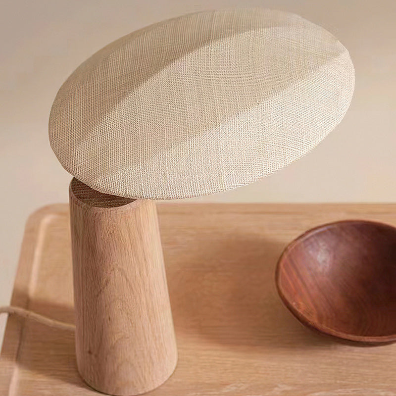 Oval Fabric Wood Bedroom Table Lamp