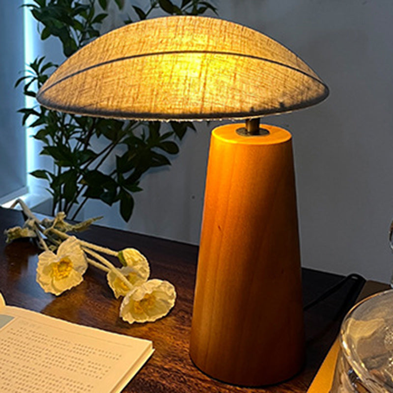 Oval Fabric Wood Bedroom Table Lamp