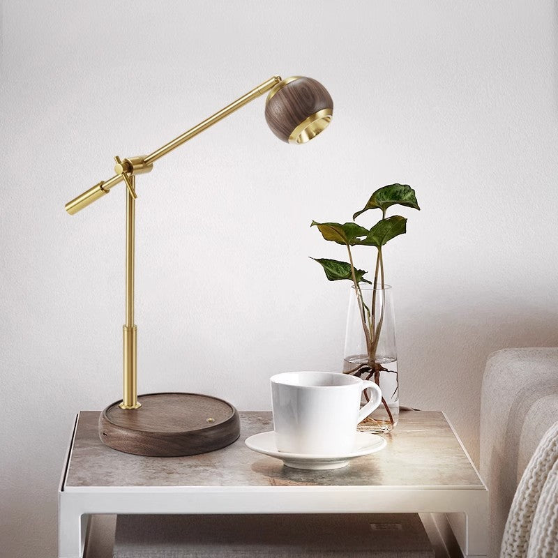 Sphere Black Walnut Aluminum Table Lamp