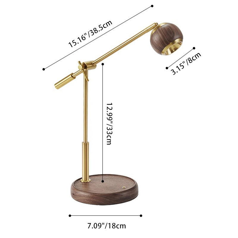 Sphere Black Walnut Aluminum Table Lamp