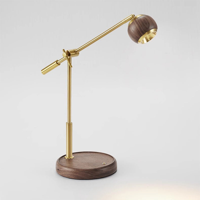Sphere Black Walnut Aluminum Table Lamp