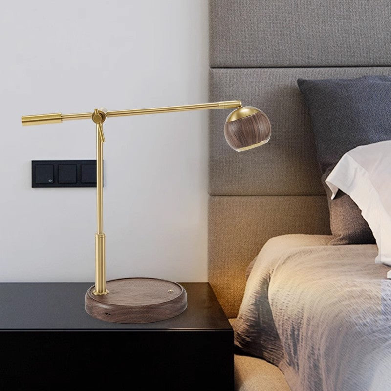 Sphere Black Walnut Aluminum Table Lamp