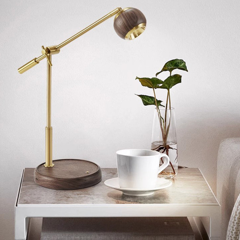 Sphere Black Walnut Aluminum Table Lamp