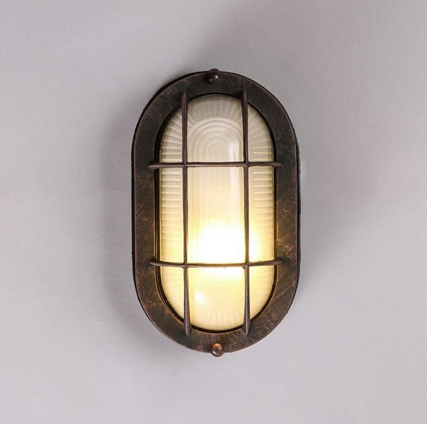 Oval Aluminum Glass Hallway Wall Lamp