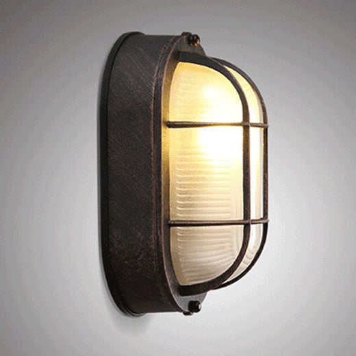 Oval Aluminum Glass Hallway Wall Lamp