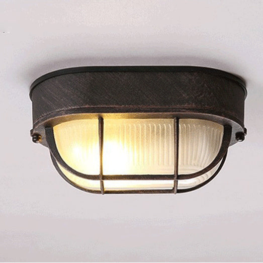 Oval Aluminum Glass Hallway Wall Lamp