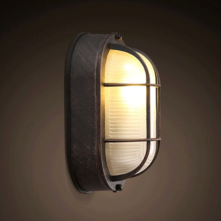 Oval Aluminum Glass Hallway Wall Lamp