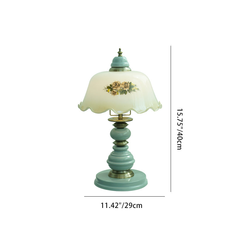 Flower Dome Glass Copper Table Lamp