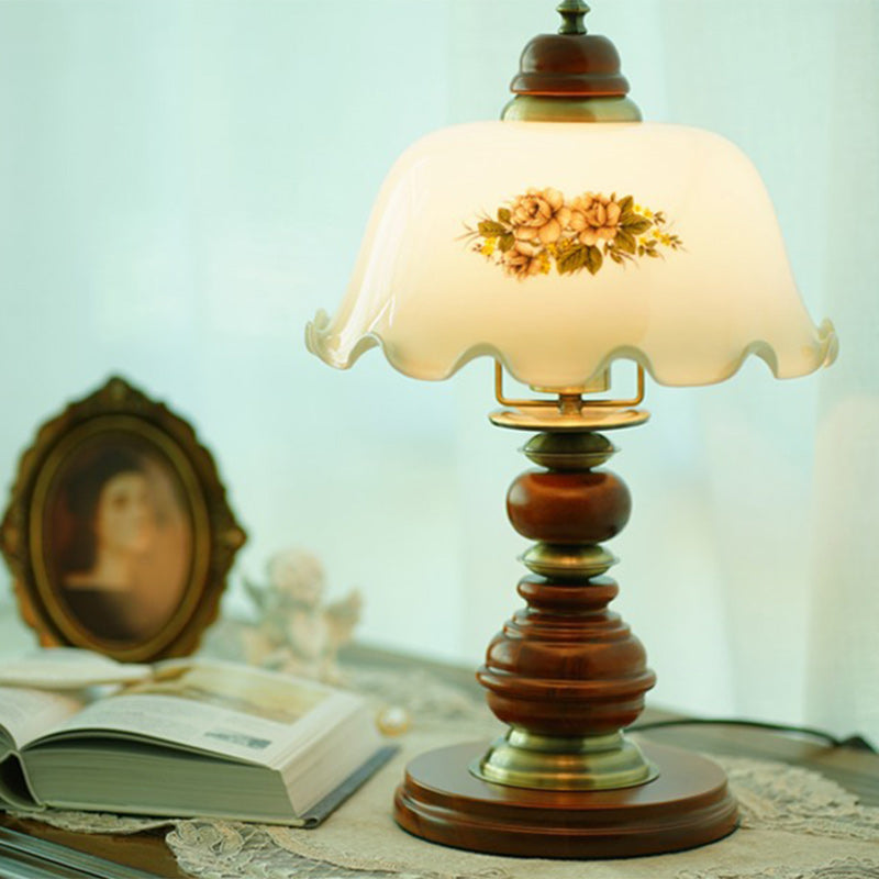 Flower Dome Glass Copper Table Lamp