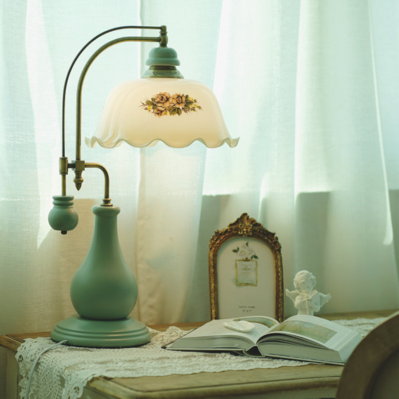 Flower Dome Glass Copper Table Lamp