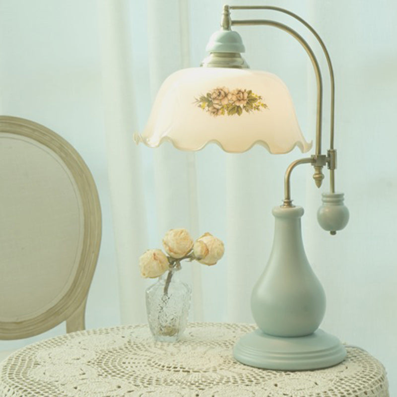Flower Dome Glass Copper Table Lamp