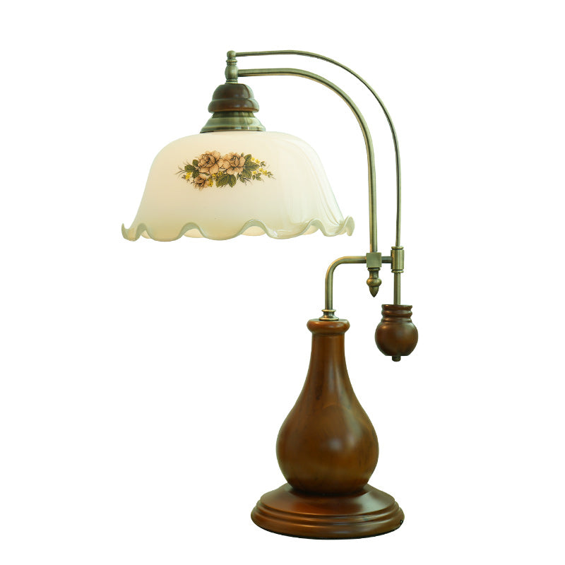 Flower Dome Glass Copper Table Lamp