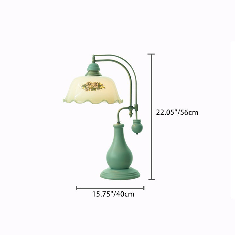 Flower Dome Glass Copper Table Lamp