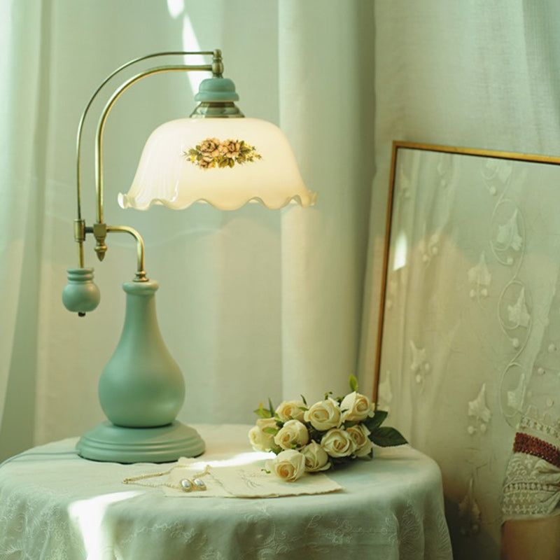 Flower Dome Glass Copper Table Lamp
