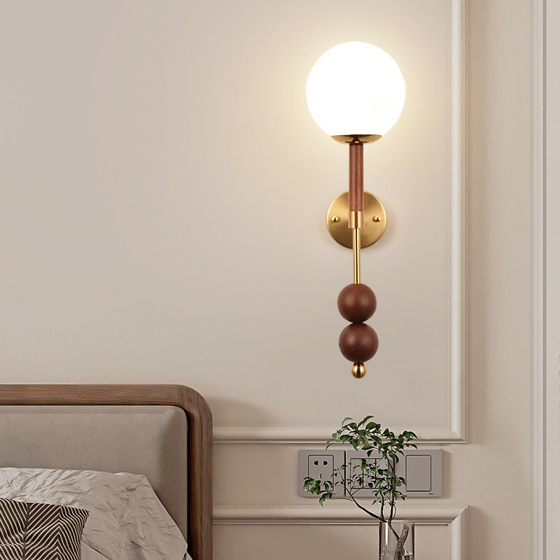 Globe Iron Glass Bedroom Wall Lamp