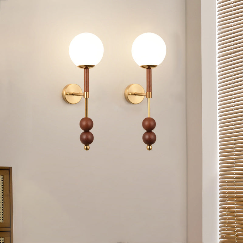 Globe Iron Glass Bedroom Wall Lamp