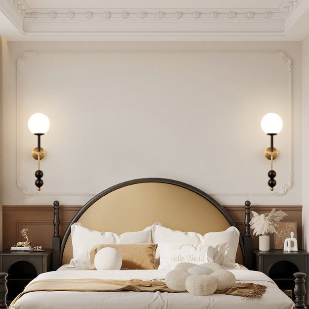 Globe Iron Glass Bedroom Wall Lamp