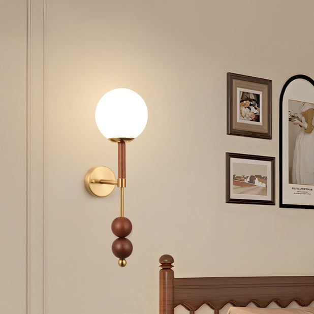 Globe Iron Glass Bedroom Wall Lamp