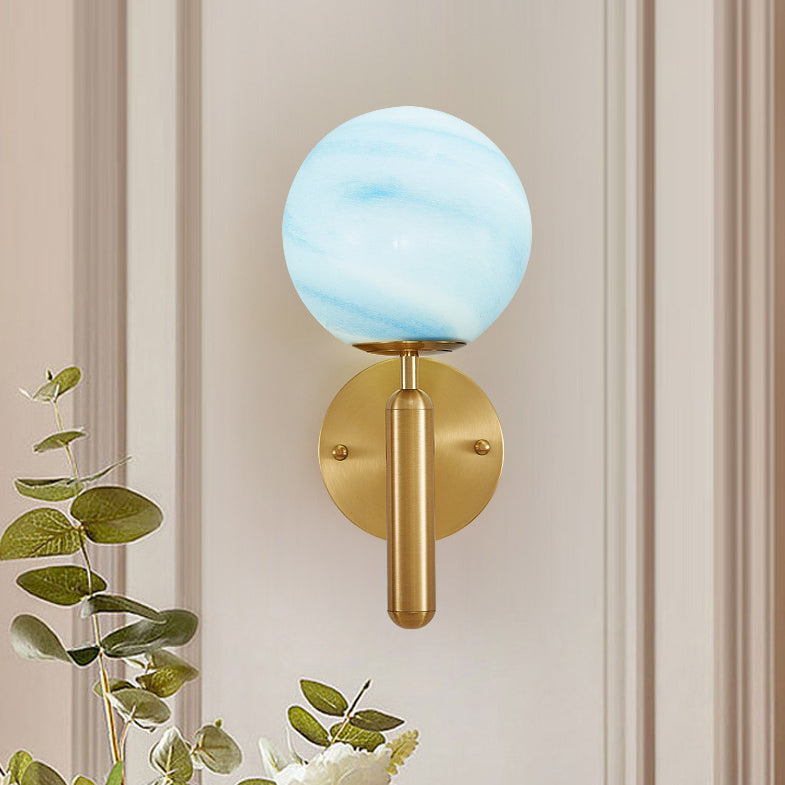 Sphere Copper Glass Bedroom Wall Lamp