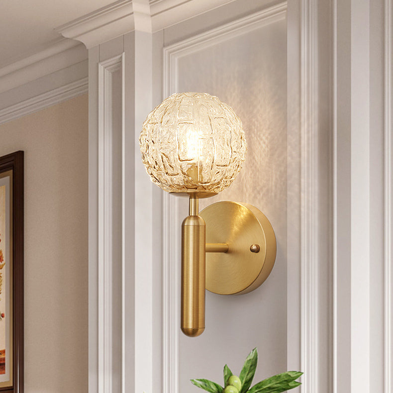Sphere Copper Glass Bedroom Wall Lamp