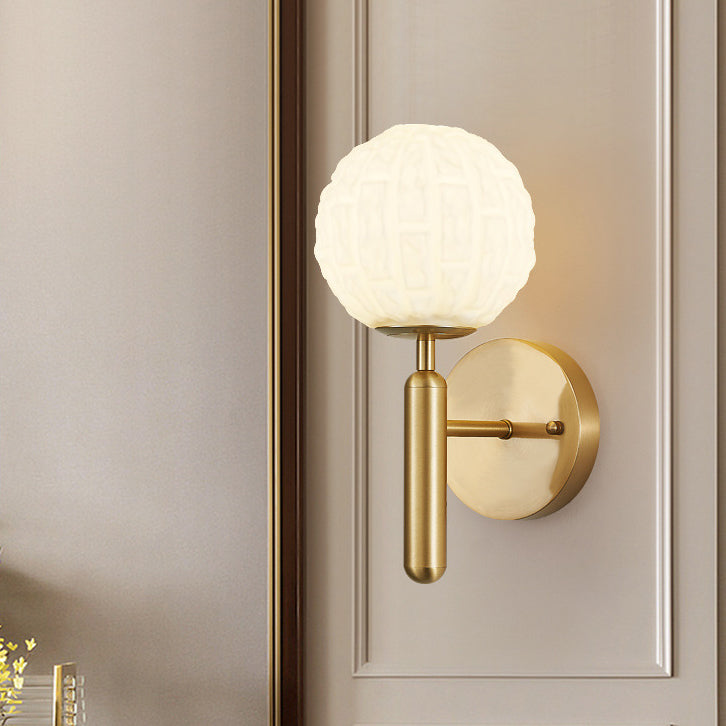 Sphere Copper Glass Bedroom Wall Lamp