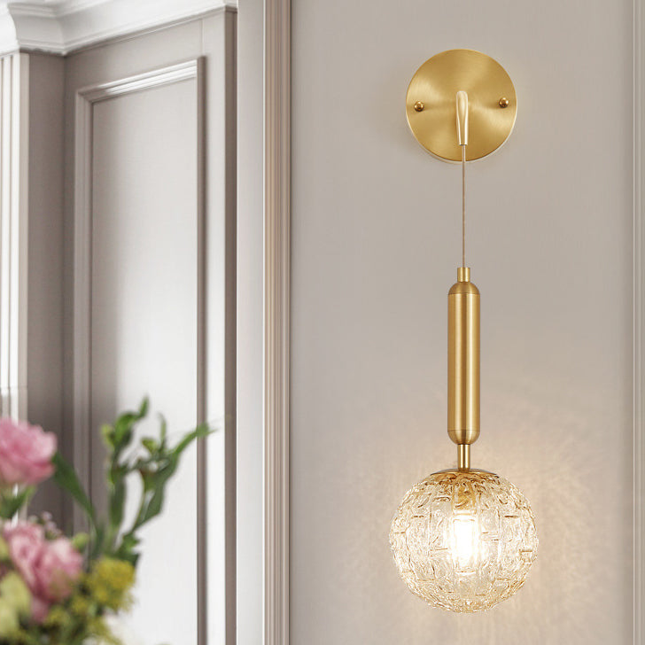 Sphere Copper Glass Bedroom Wall Lamp