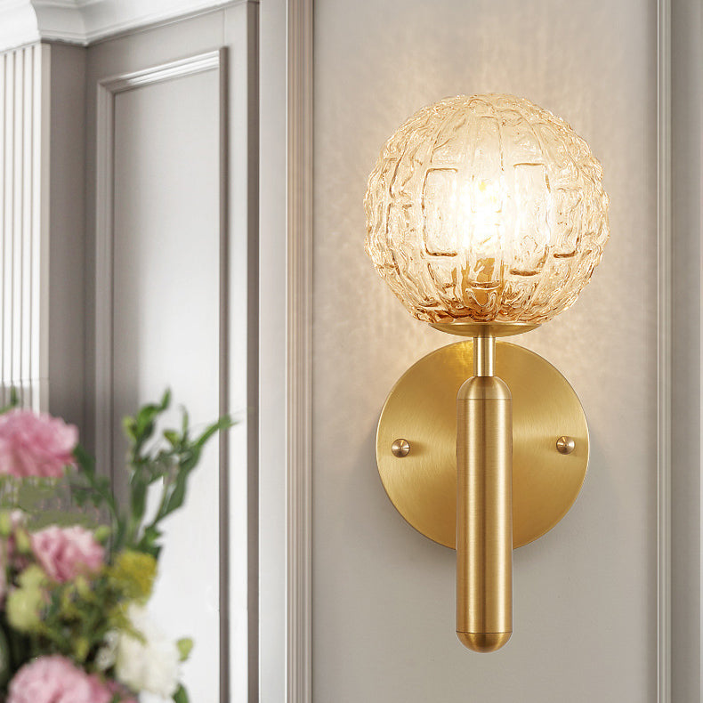 Sphere Copper Glass Bedroom Wall Lamp