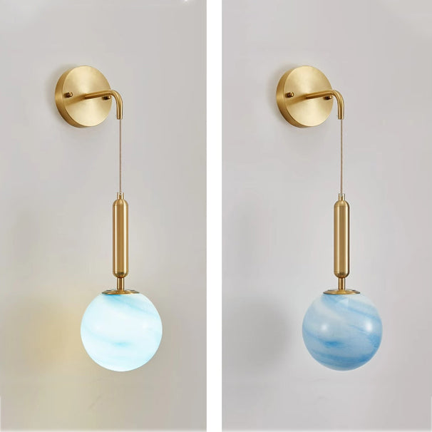 Sphere Copper Glass Bedroom Wall Lamp