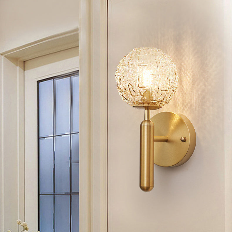 Sphere Copper Glass Bedroom Wall Lamp