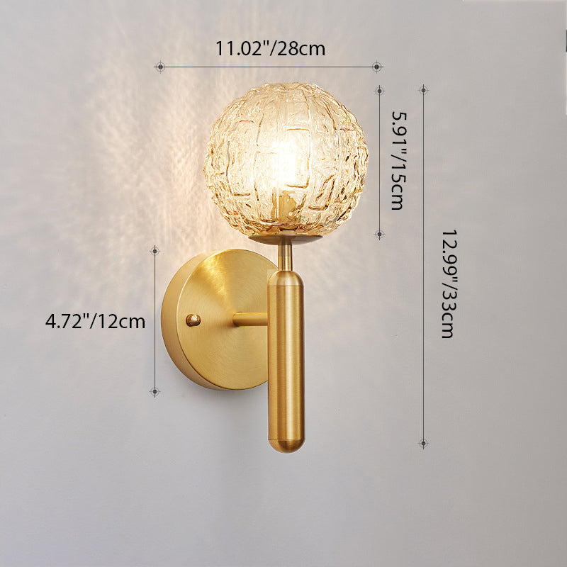 Sphere Copper Glass Bedroom Wall Lamp