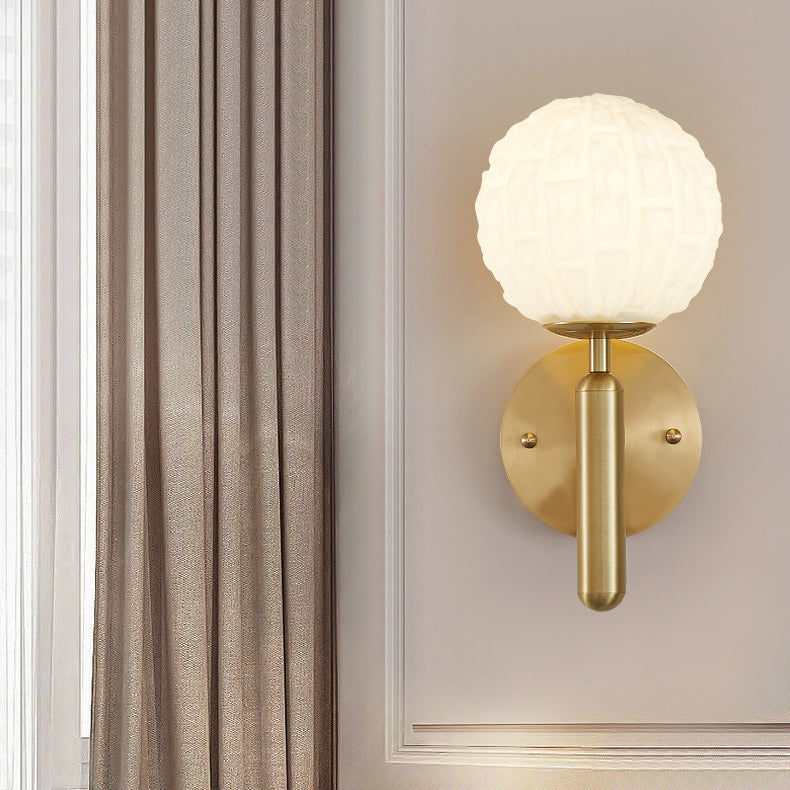 Sphere Copper Glass Bedroom Wall Lamp