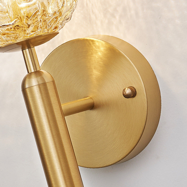 Sphere Copper Glass Bedroom Wall Lamp