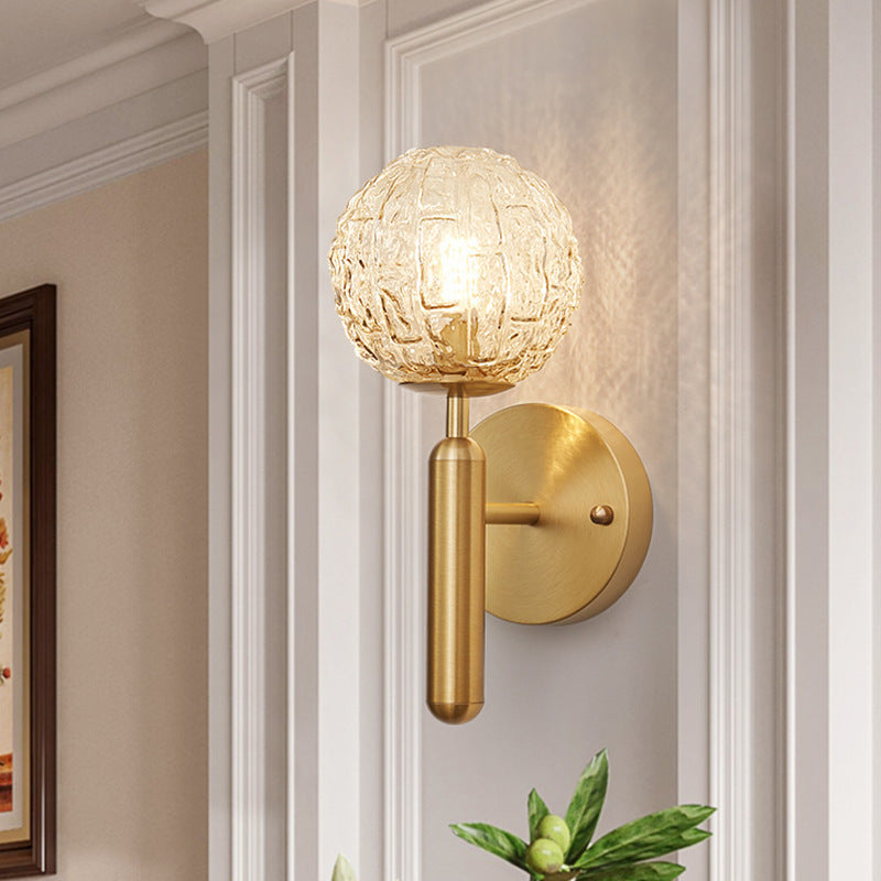 Sphere Copper Glass Bedroom Wall Lamp