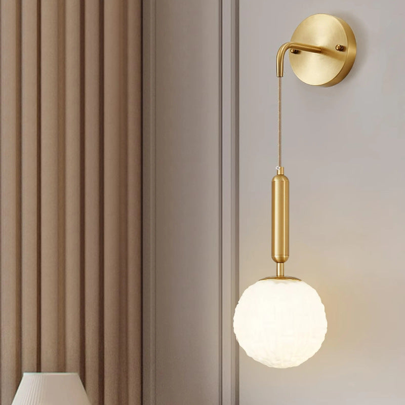Sphere Copper Glass Bedroom Wall Lamp