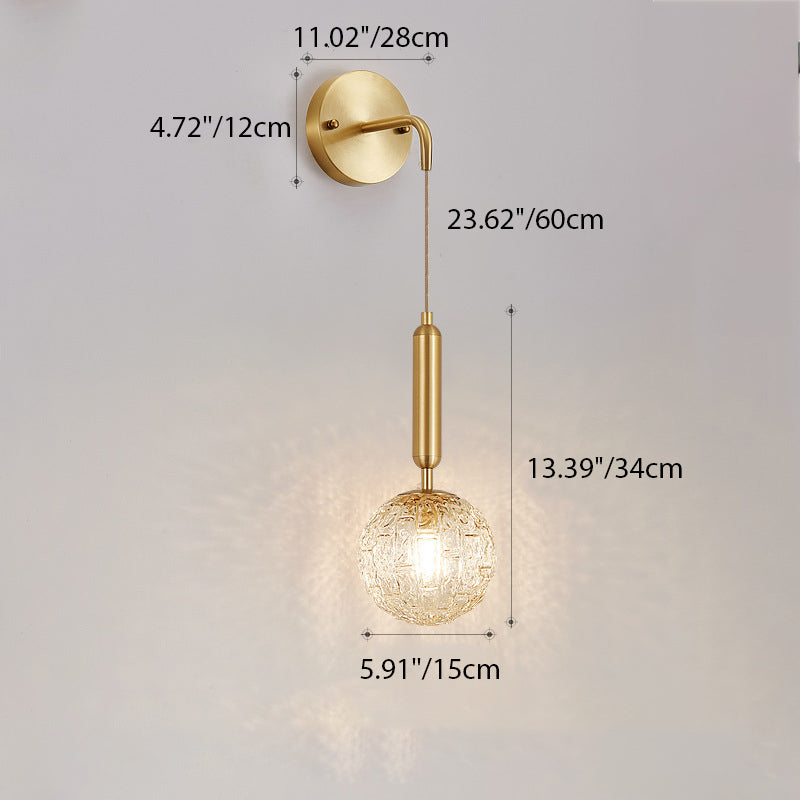 Sphere Copper Glass Bedroom Wall Lamp