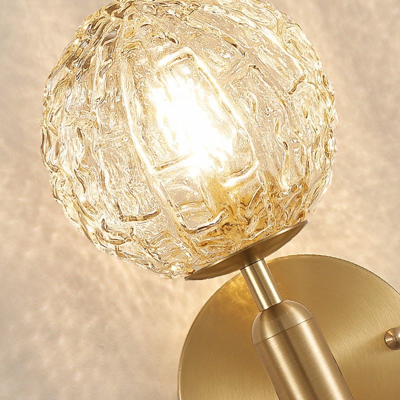 Sphere Copper Glass Bedroom Wall Lamp