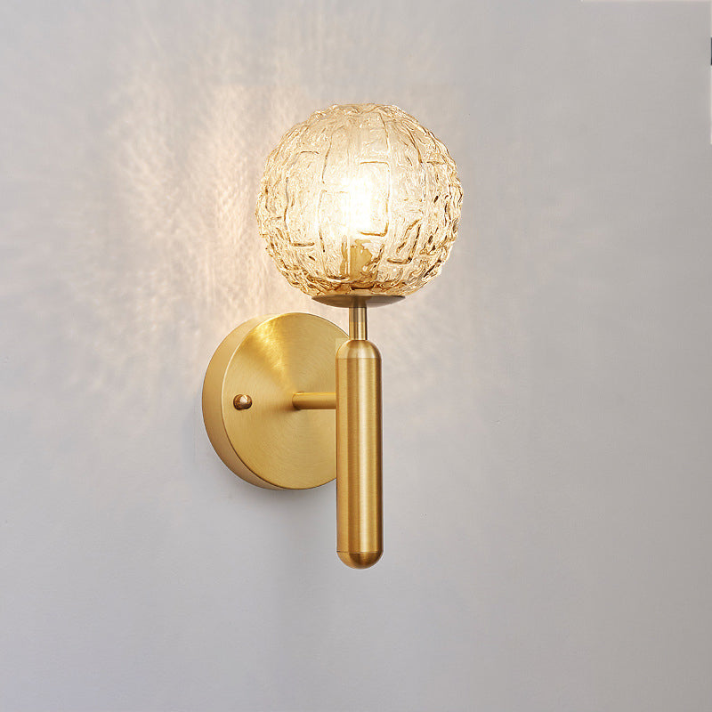 Sphere Copper Glass Bedroom Wall Lamp