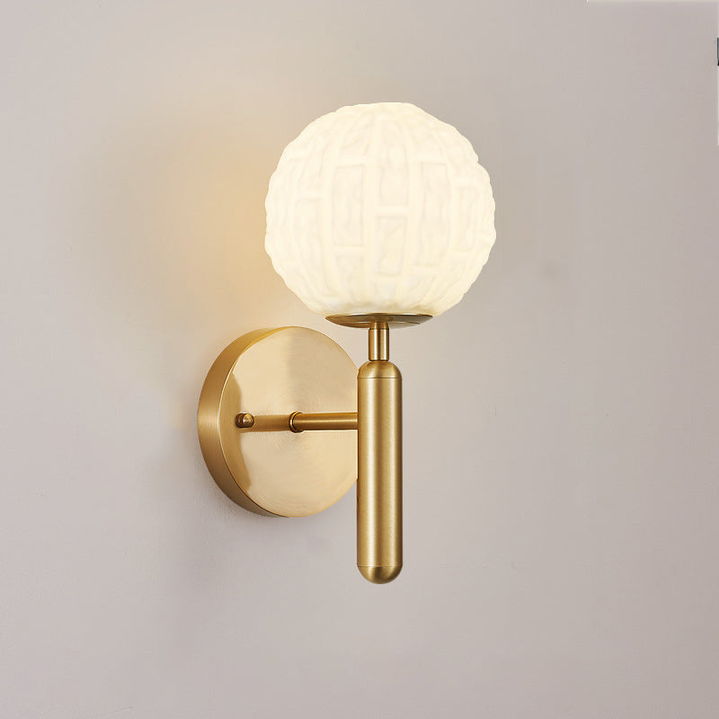 Sphere Copper Glass Bedroom Wall Lamp