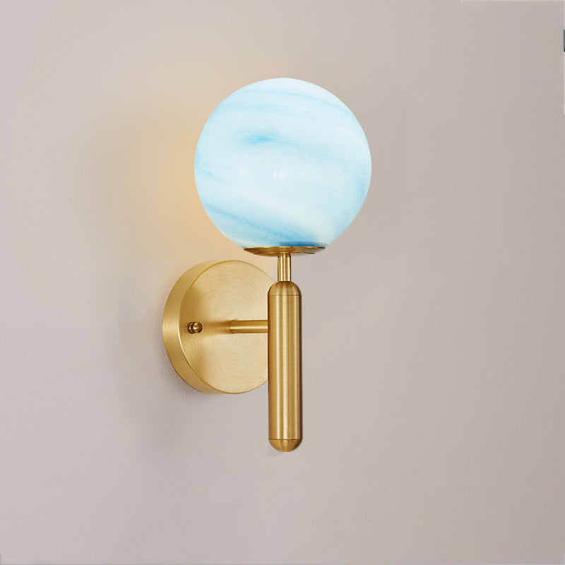 Sphere Copper Glass Bedroom Wall Lamp
