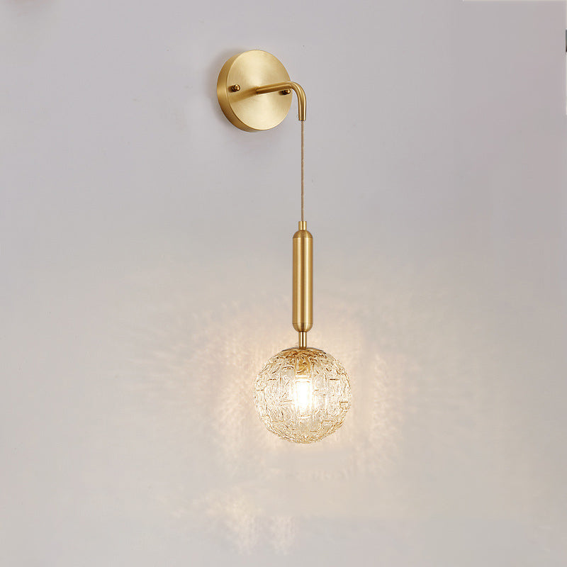 Sphere Copper Glass Bedroom Wall Lamp