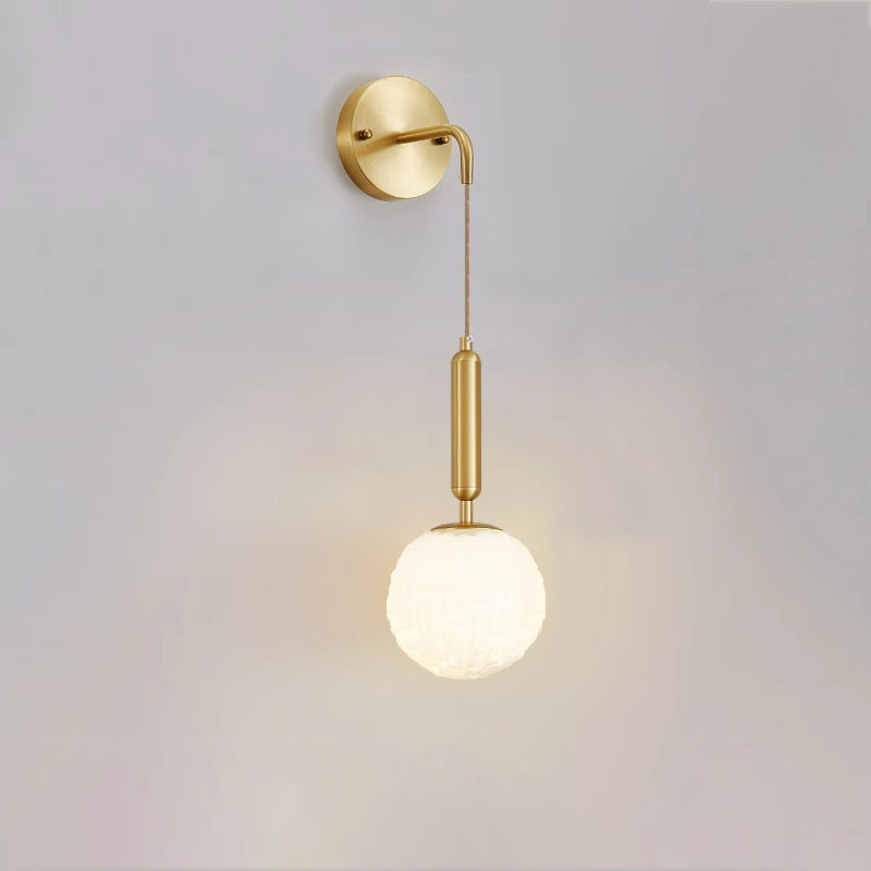 Sphere Copper Glass Bedroom Wall Lamp