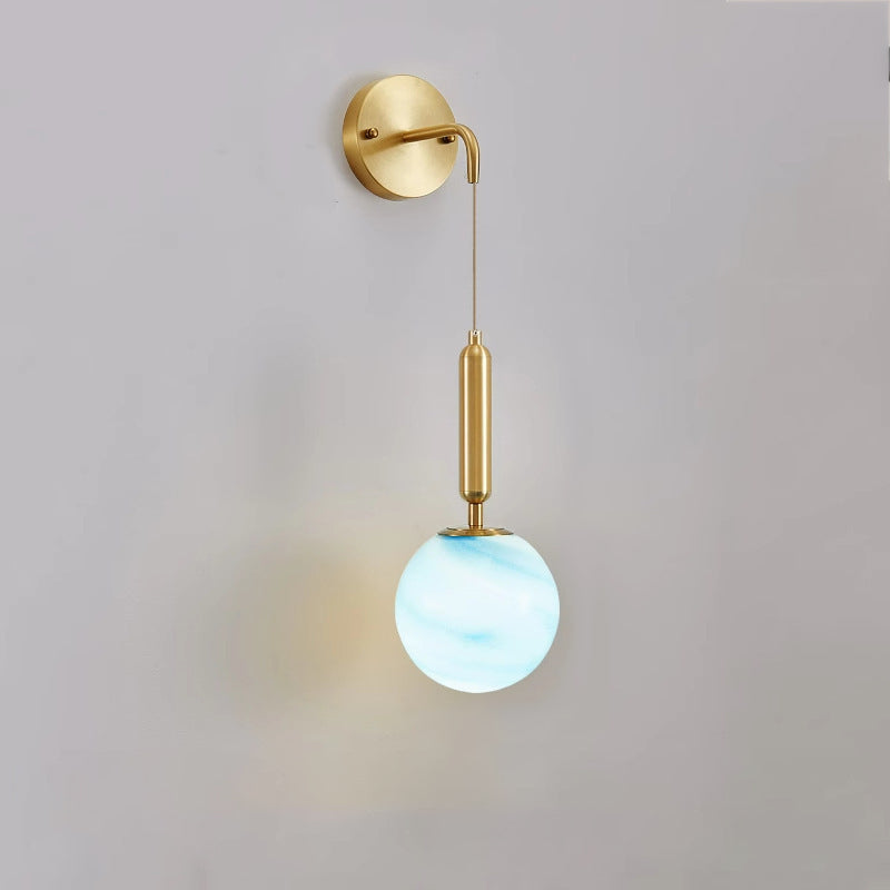 Sphere Copper Glass Bedroom Wall Lamp