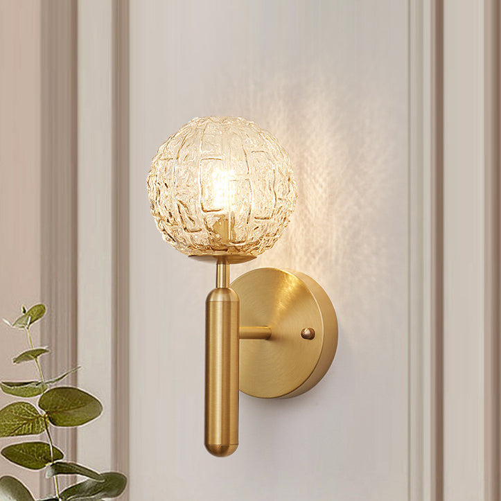 Sphere Copper Glass Bedroom Wall Lamp