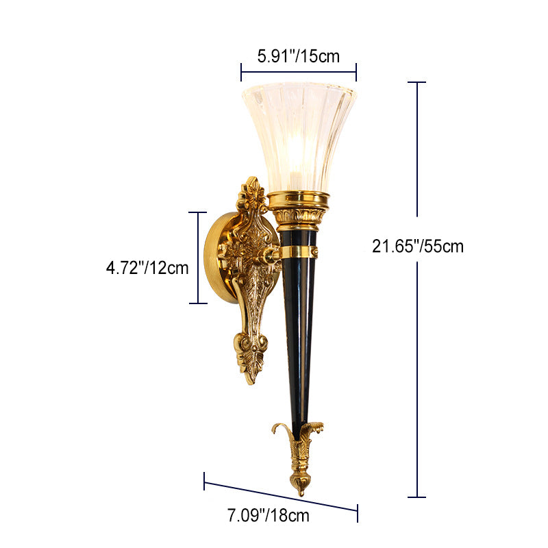 Torch Cone Copper Glass Wall Lamp