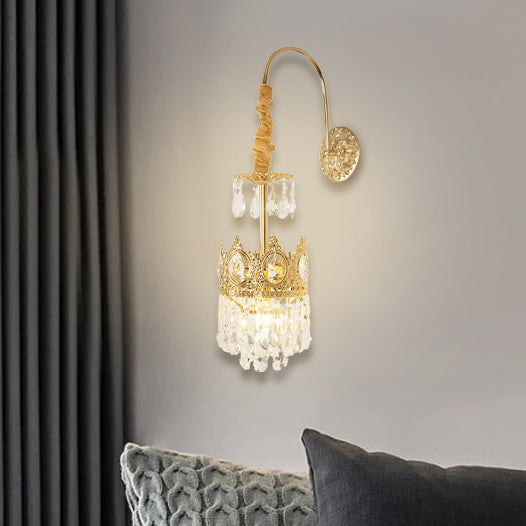 Crown Brass Crystal Living Wall Lamp