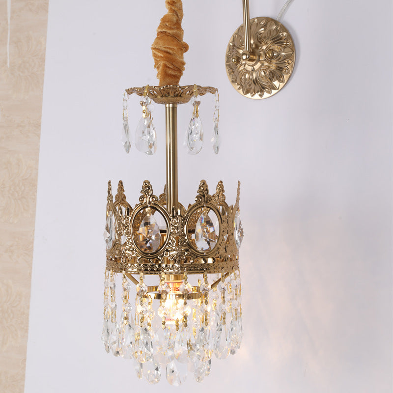 Crown Brass Crystal Living Wall Lamp