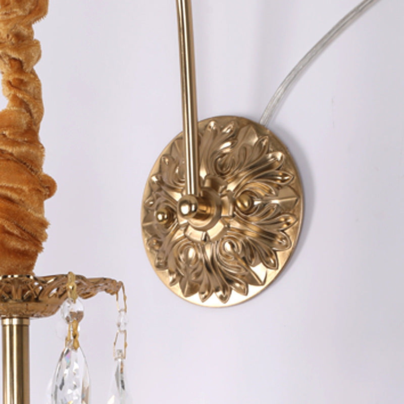Crown Brass Crystal Living Wall Lamp